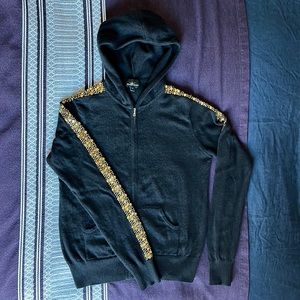 William Sharp cashmere hoodie w crystals, VGUC